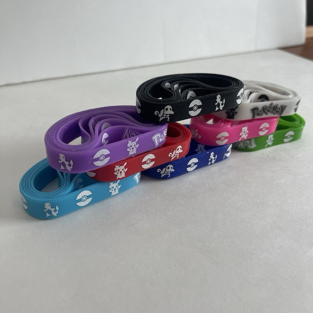 Lot Of 40 Pokemon Silicone Wristbands 8 Colors Bracelet Wrist‎ Band B&W Print